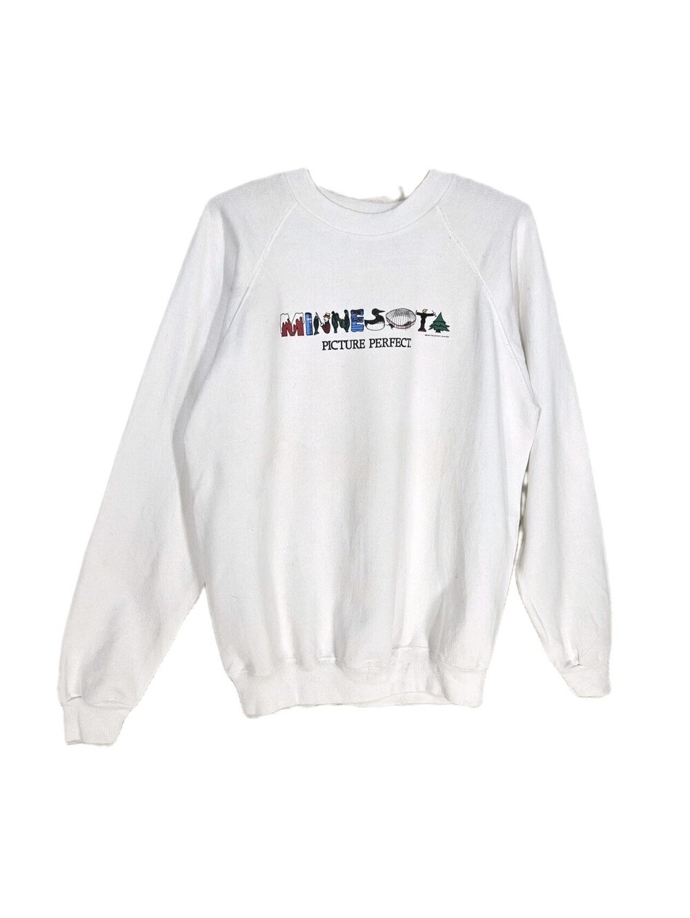 NOS Vintage 1990s Minnesota Sweatshirt White Unisex Large Retro Souvenir Fleece
